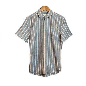 Line of trade cotton & linen‎ blend striped button shirt